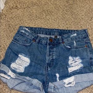H&M high waisted button up jean shorts